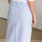 Bay Seersucker Light Blue Striped Midi Skirt - FINAL SALE Skirts