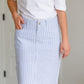 Bay Seersucker Light Blue Striped Midi Skirt - FINAL SALE Skirts