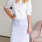 Bay Seersucker Light Blue Striped Midi Skirt - FINAL SALE Skirts
