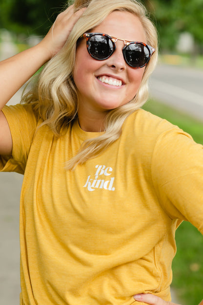 Be Kind Mustard Graphic Tee Tops