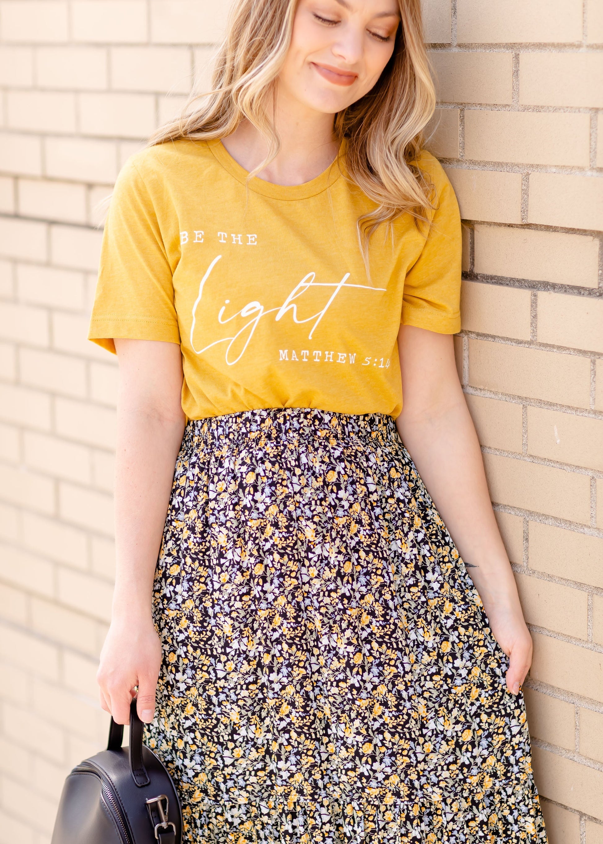 Be the Light Graphic Tee Tops Mustard / S