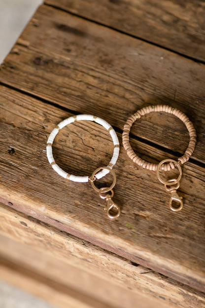 Beaded Key Ring Bracelet - FINAL SALE Accessories White