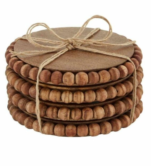 Beaded Wood Drink Coasters - FINAL SALE Home & Lifestyle