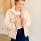 Beige Corduroy Quilted Bomber Jacket Tops LUSH