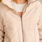 Beige Corduroy Quilted Bomber Jacket Tops LUSH