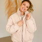 Beige Corduroy Quilted Bomber Jacket Tops LUSH