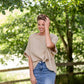 Beige Textured Boat Neck Top - FINAL SALE Tops
