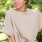 Beige Textured Boat Neck Top - FINAL SALE Tops