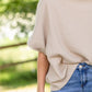 Beige Textured Boat Neck Top - FINAL SALE Tops