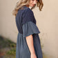 Bell Sleeve Babydoll Thread Detail Trim Midi Dress Dresses Tea N Rose
