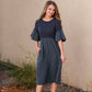 Bell Sleeve Babydoll Thread Detail Trim Midi Dress Dresses Tea N Rose