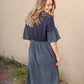 Bell Sleeve Babydoll Thread Detail Trim Midi Dress Dresses Tea N Rose