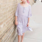 light purple tassle sleeve flowy girls midi dress