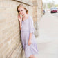 light purple tassle sleeve flowy girls midi dress