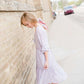 light purple tassle sleeve flowy girls midi dress