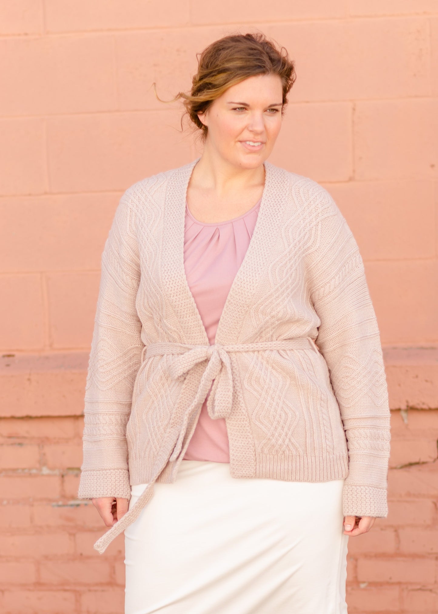 Belted Cable Knit Cardigan - FINAL SALE Tops
