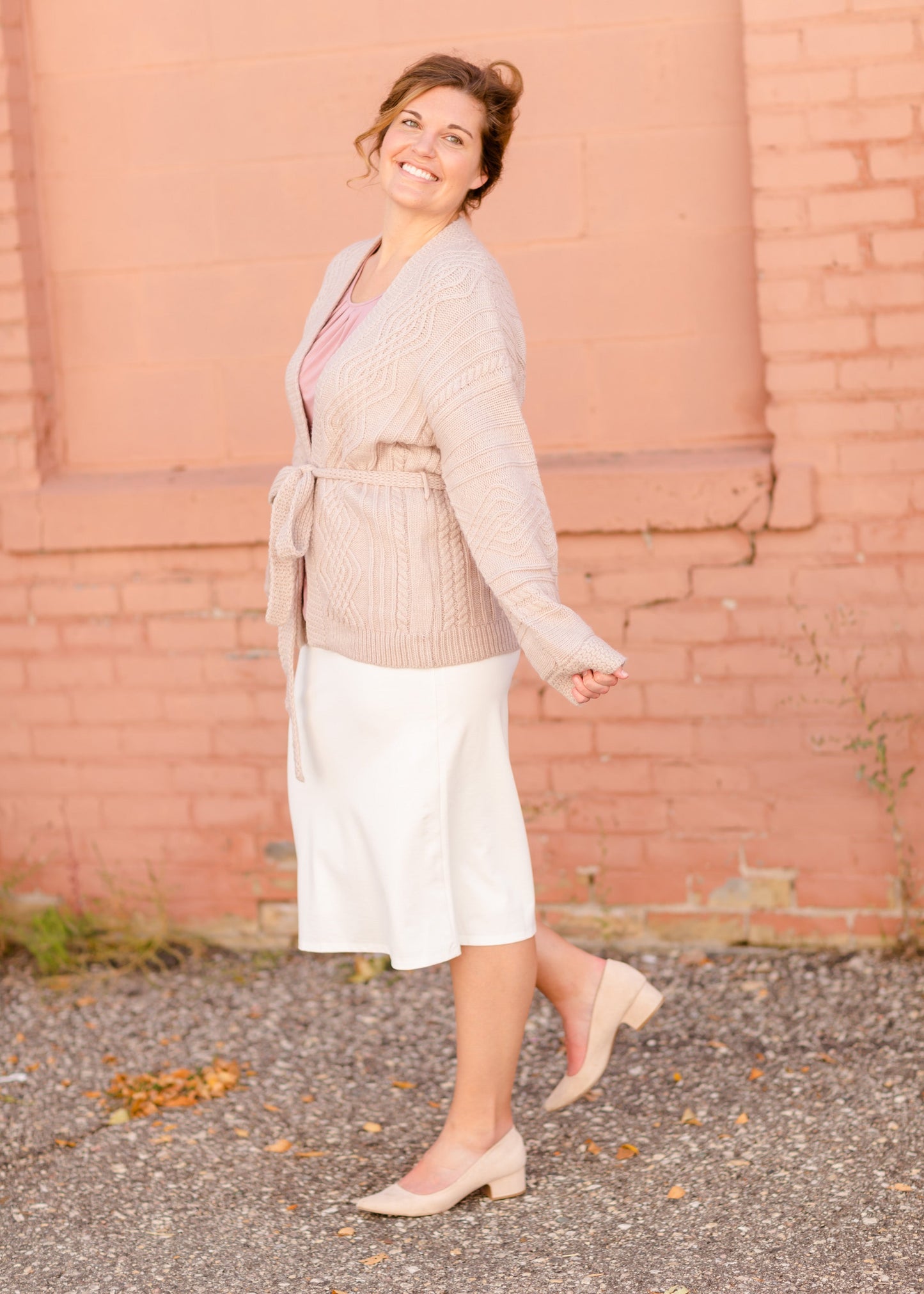 Belted Cable Knit Cardigan - FINAL SALE Tops