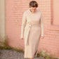 Belted Cowl Turtle Neck Knit Midi Dress Dresses Tea N Rose