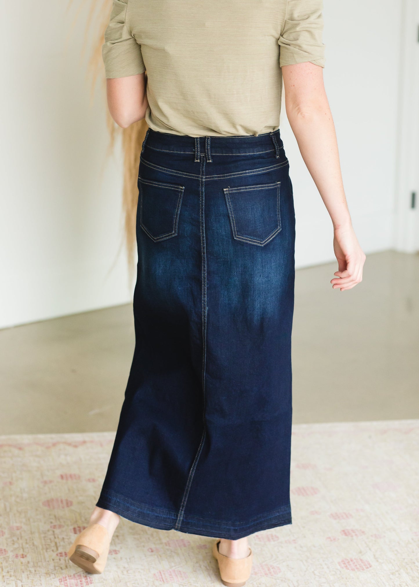 Belted Patch Pocket Long Denim Skirt - FINAL SALE Skirts