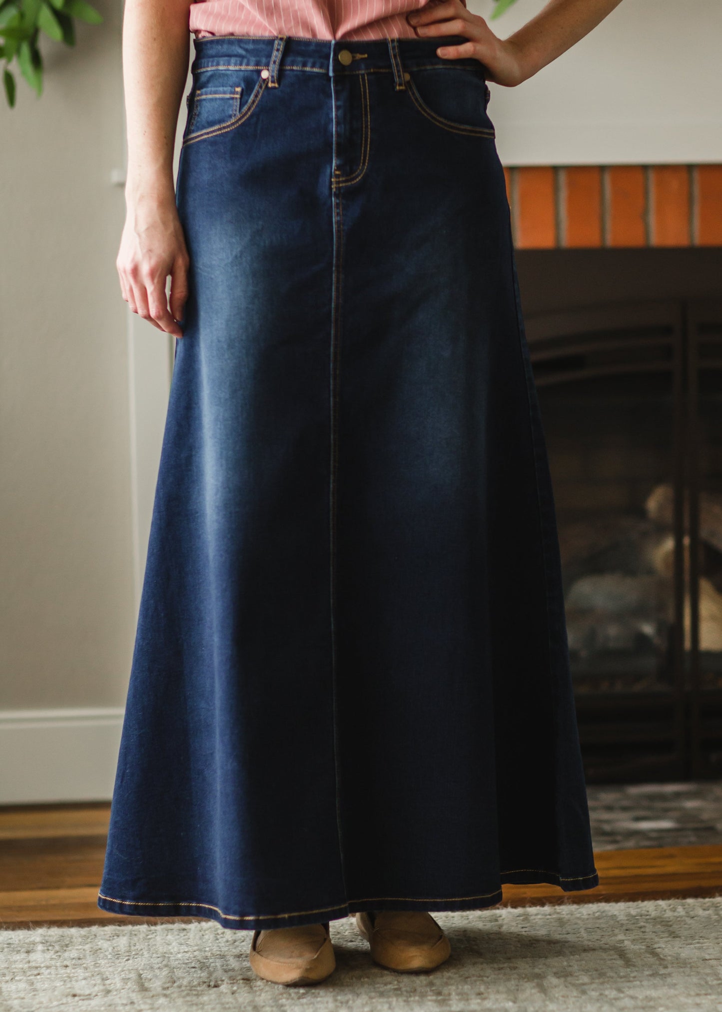 Bethany Dark A-Line Long Denim Skirt - FINAL SALE Skirts