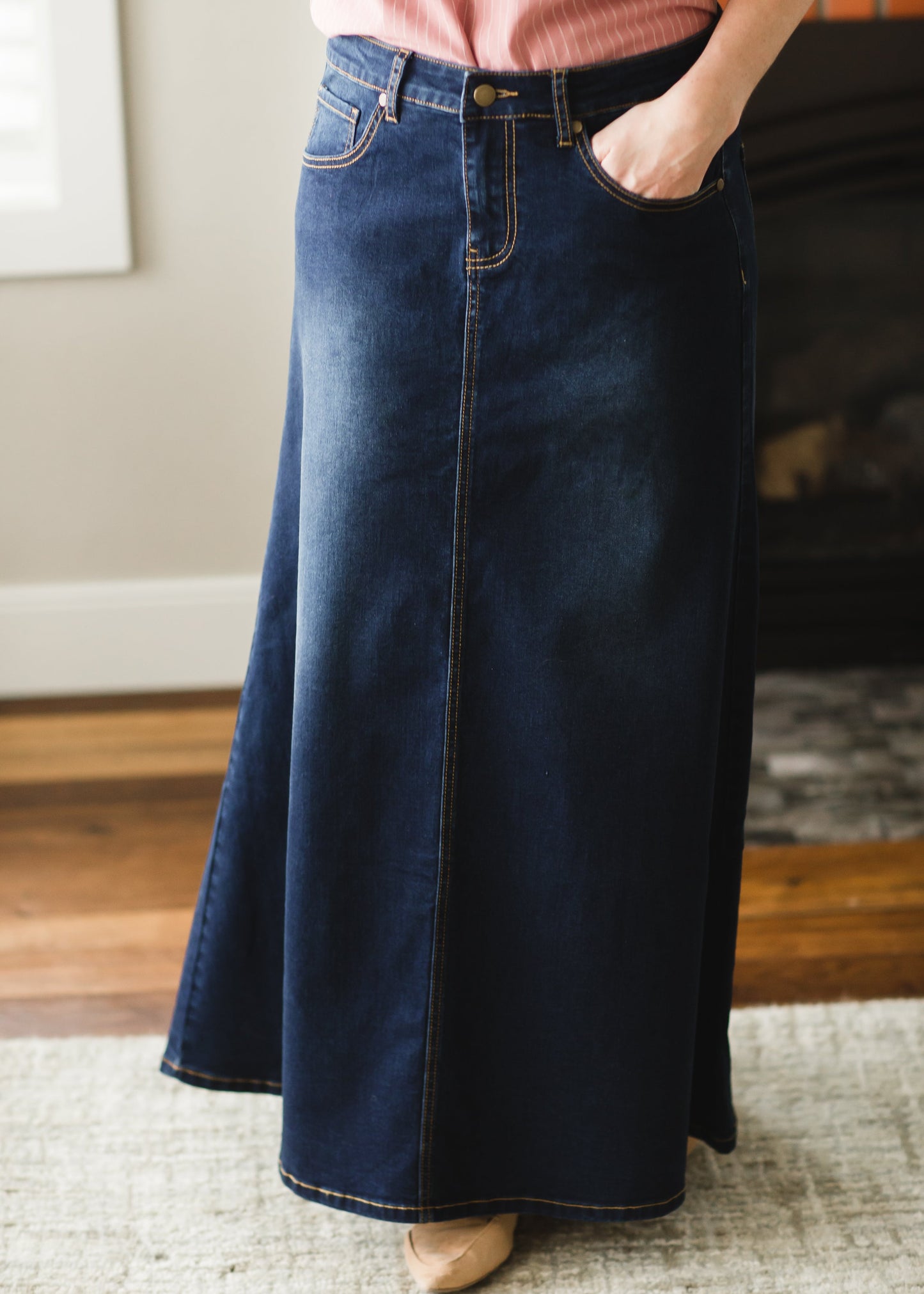 Bethany Dark A-Line Long Denim Skirt - FINAL SALE Skirts