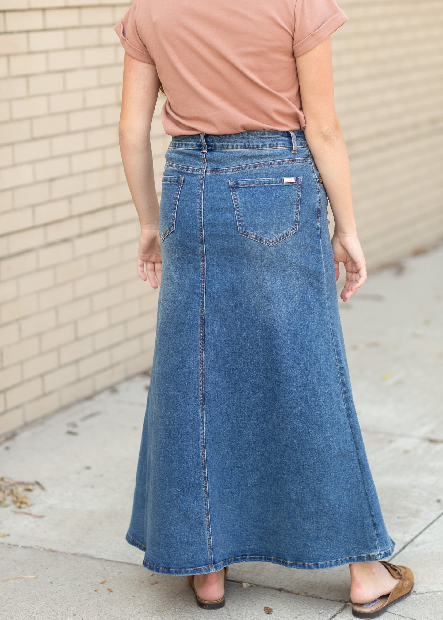 Bethany Medium A-Line Long Denim Skirt Skirts