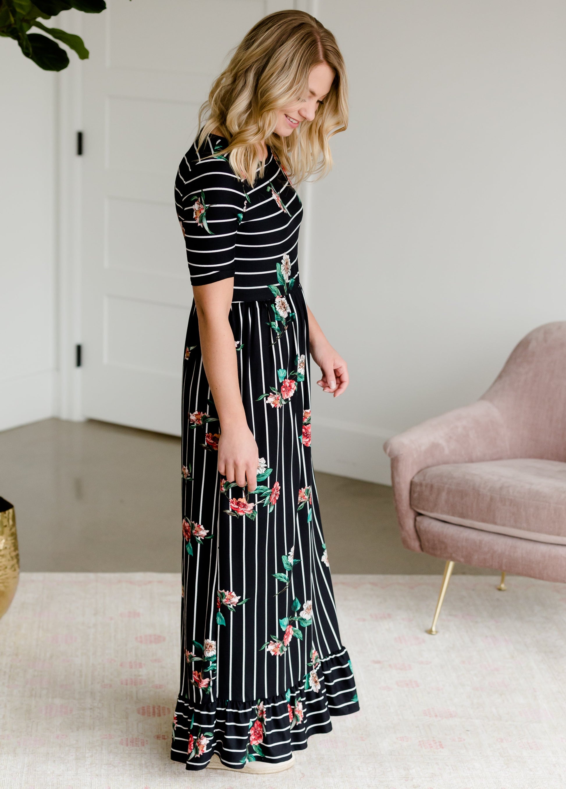 Betsy Striped Floral Maxi Dress - FINAL SALE Dresses