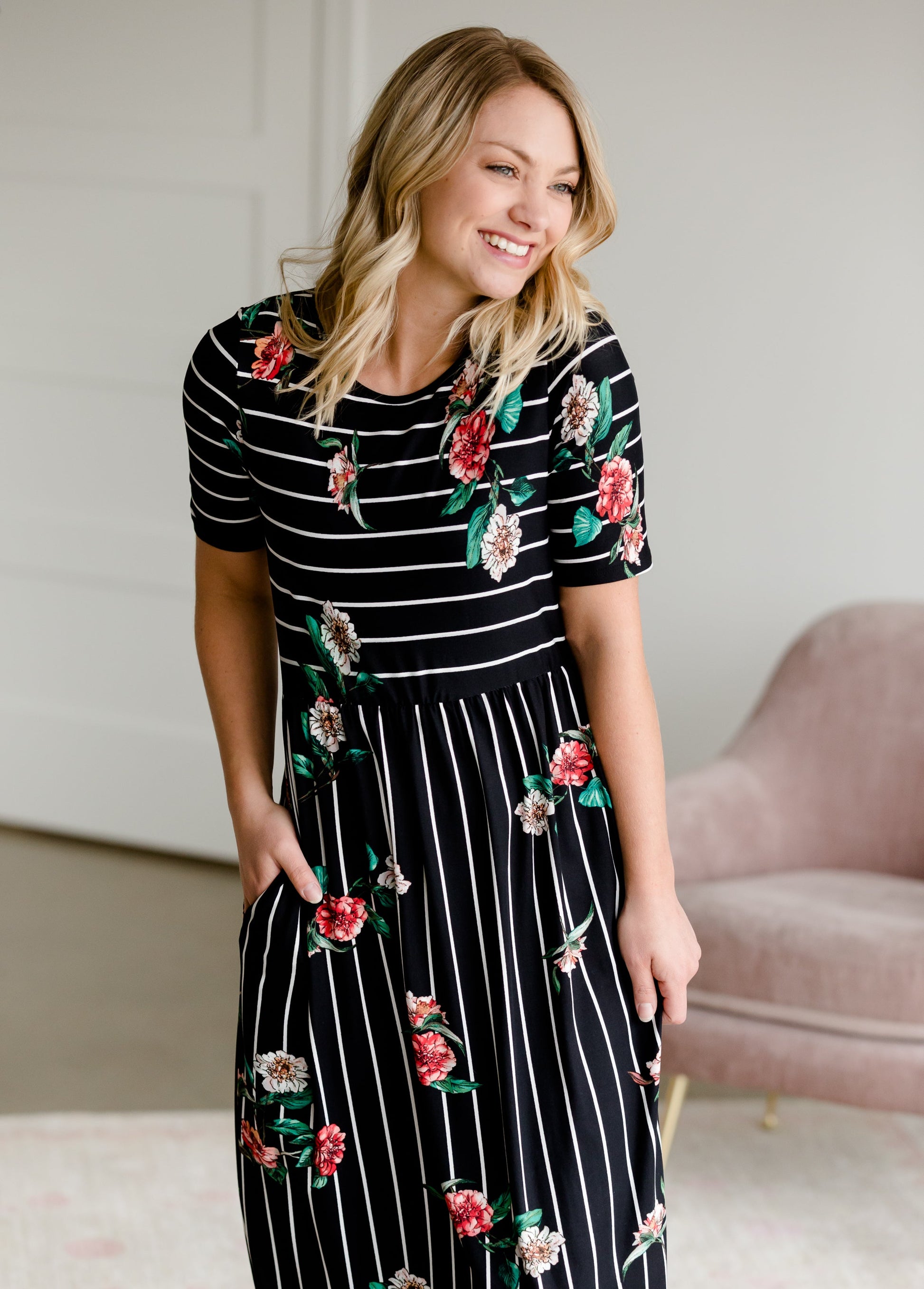 Betsy Striped Floral Maxi Dress - FINAL SALE Dresses