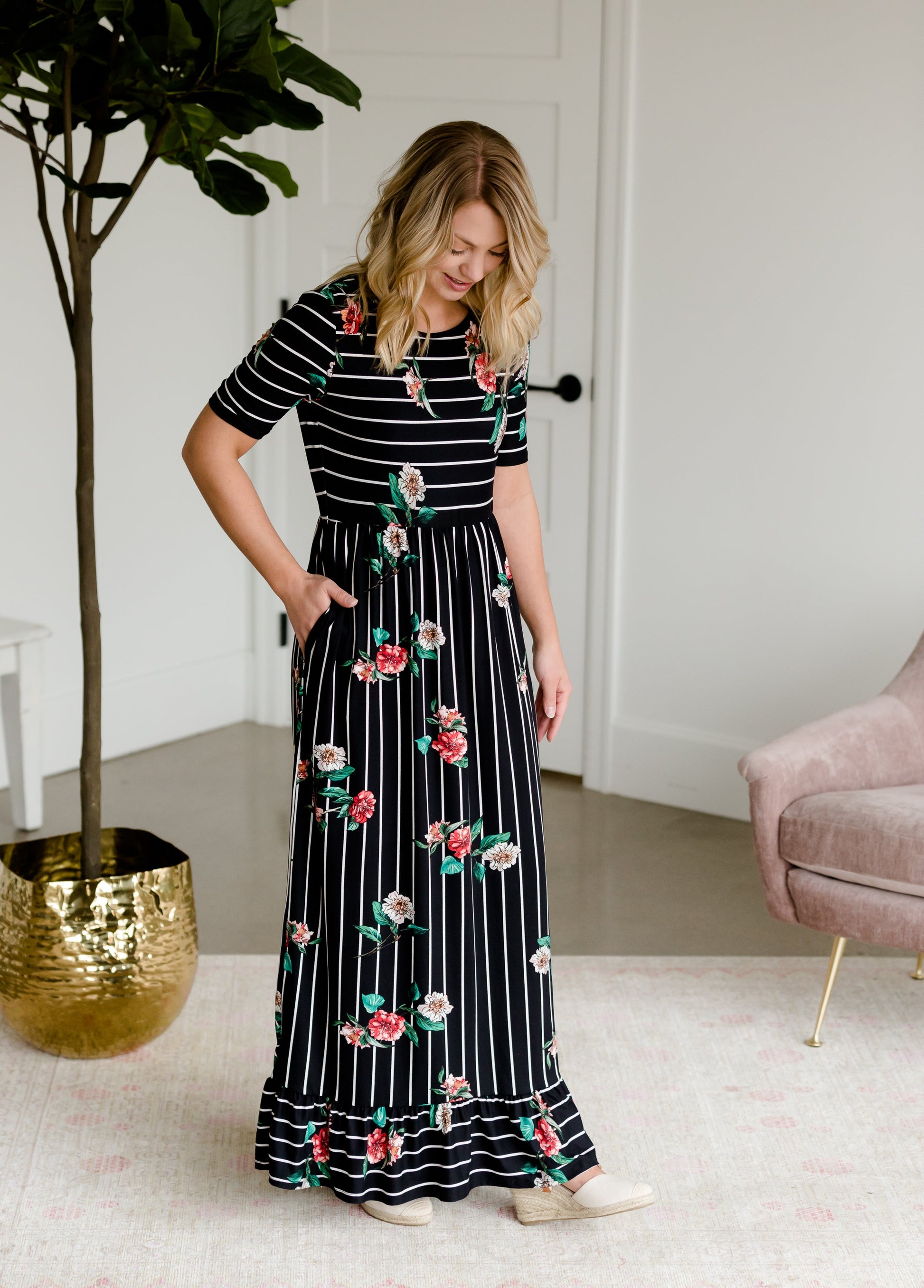 Betsy Striped Floral Maxi Dress - FINAL SALE Dresses