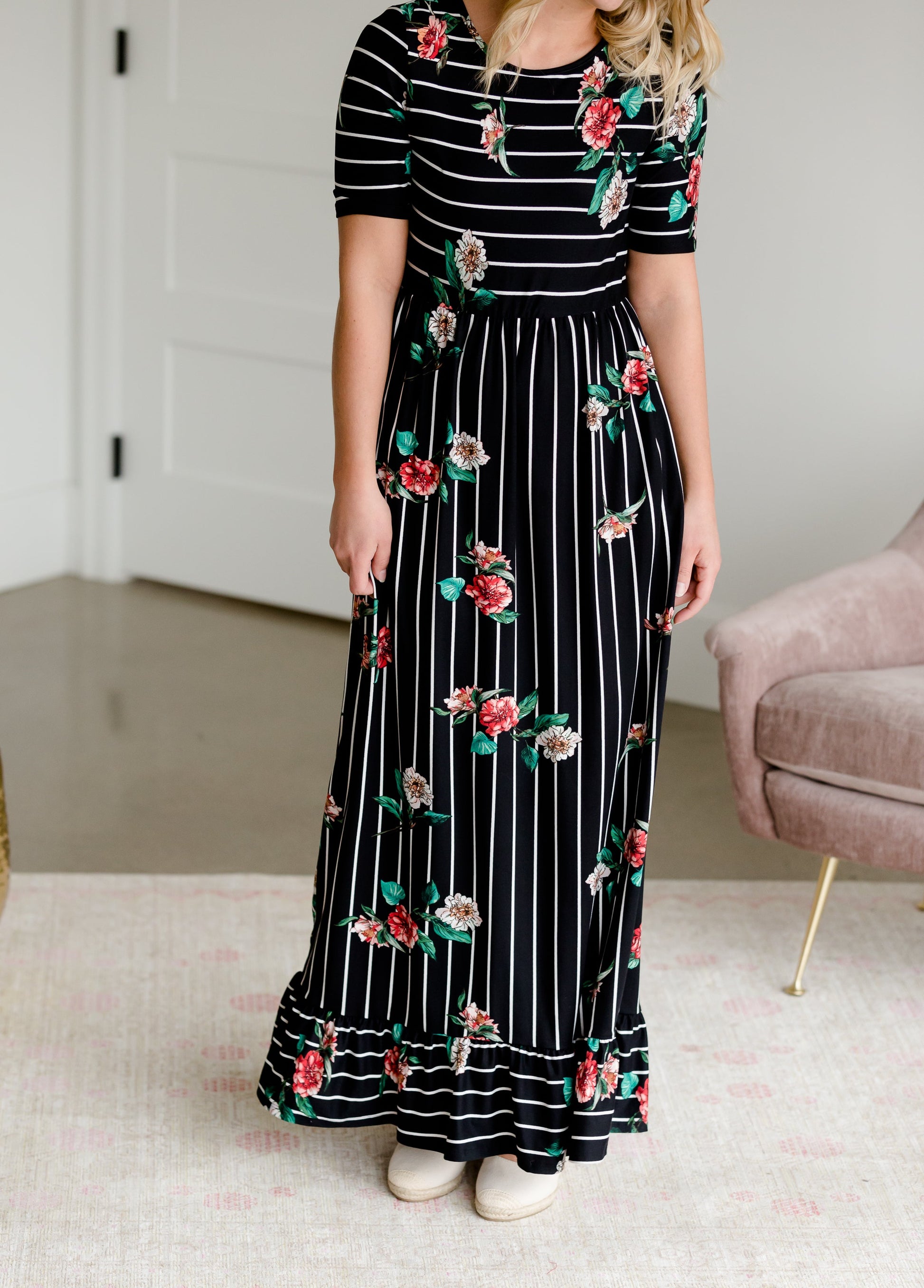 Betsy Striped Floral Maxi Dress - FINAL SALE Dresses