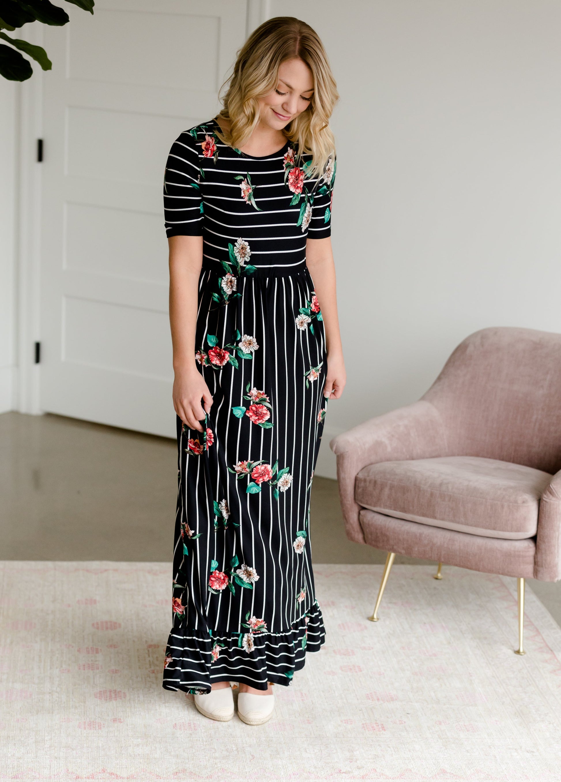 Betsy Striped Floral Maxi Dress - FINAL SALE Dresses
