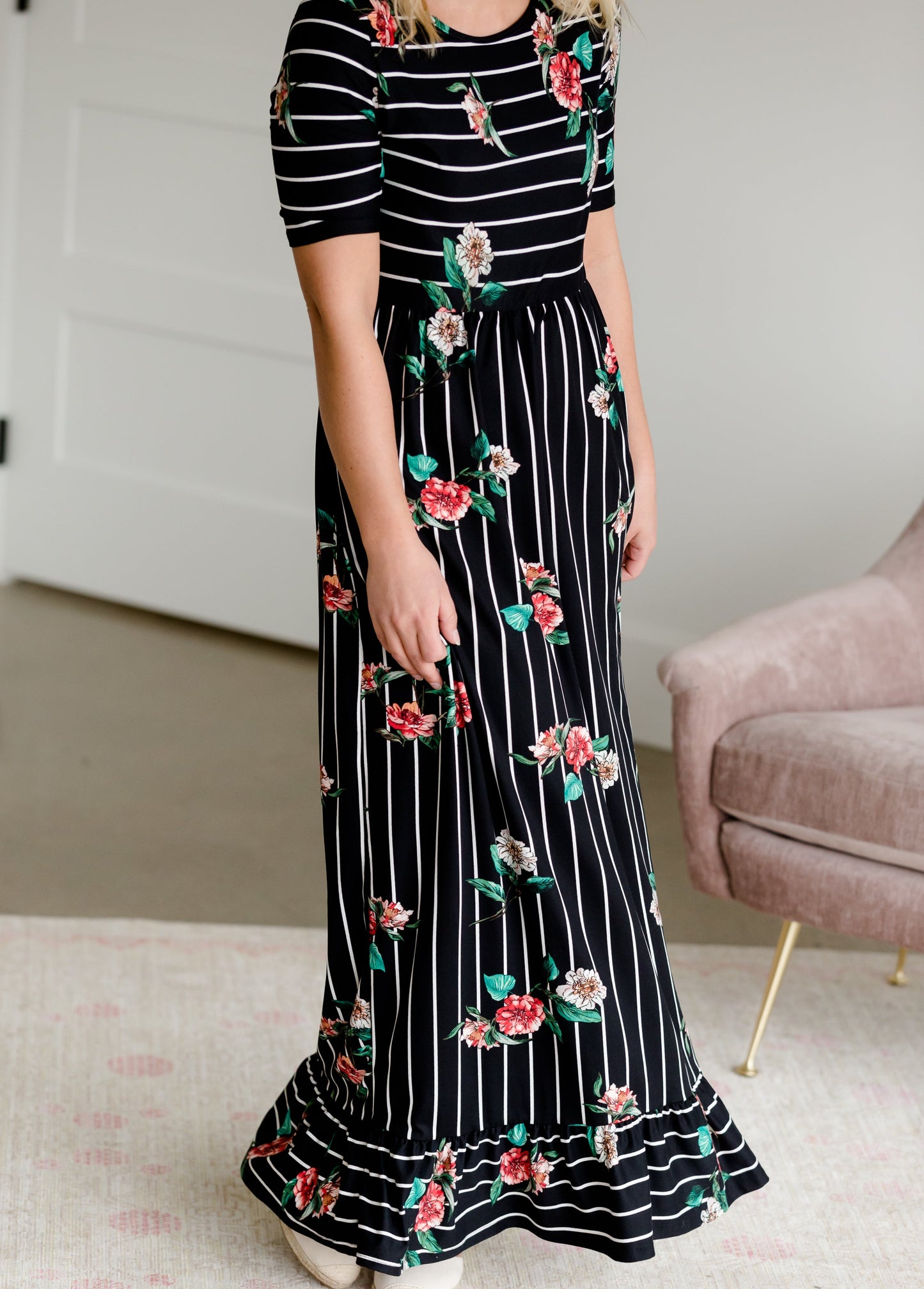 Betsy Striped Floral Maxi Dress - FINAL SALE Dresses