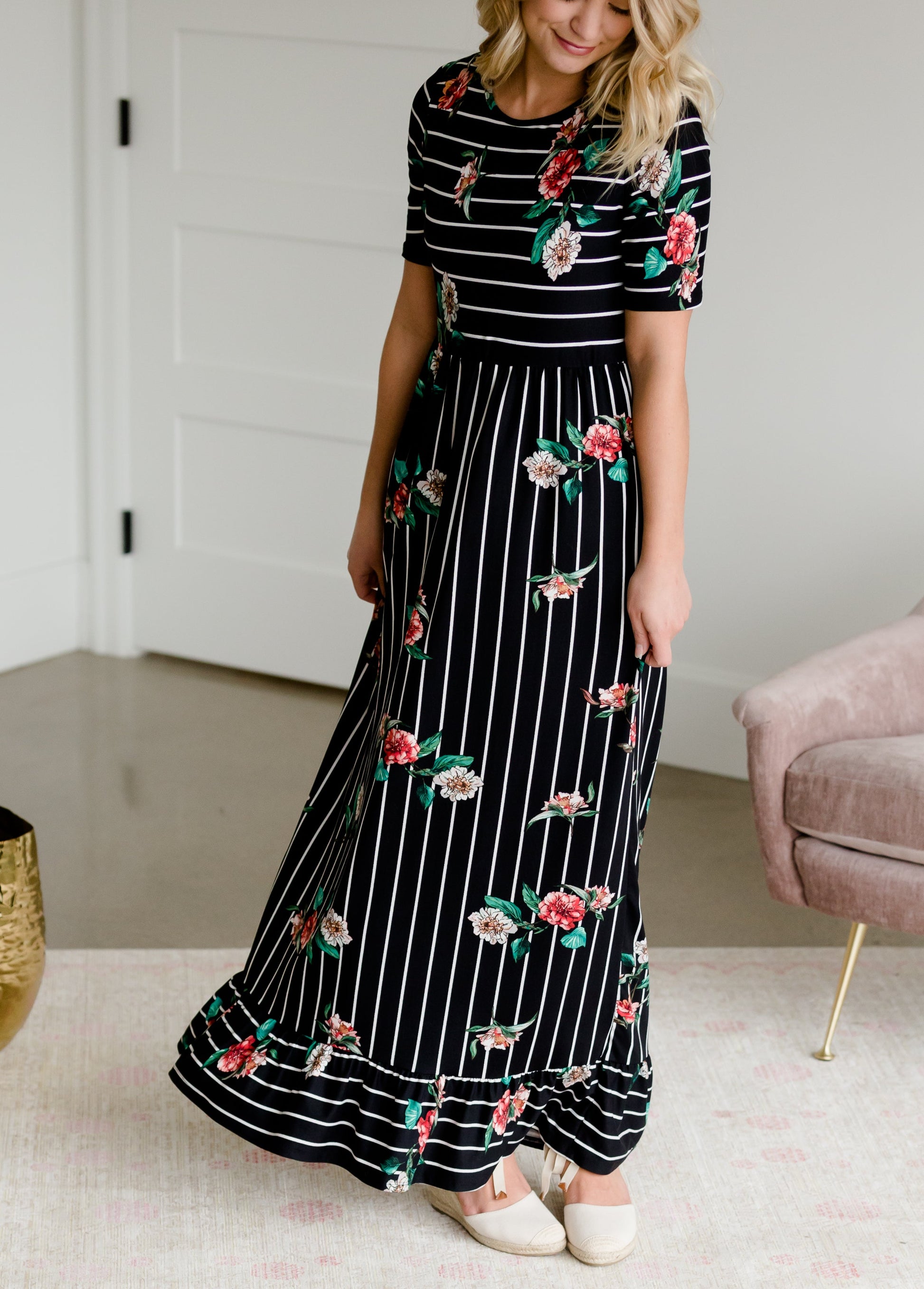 Betsy Striped Floral Maxi Dress - FINAL SALE Dresses