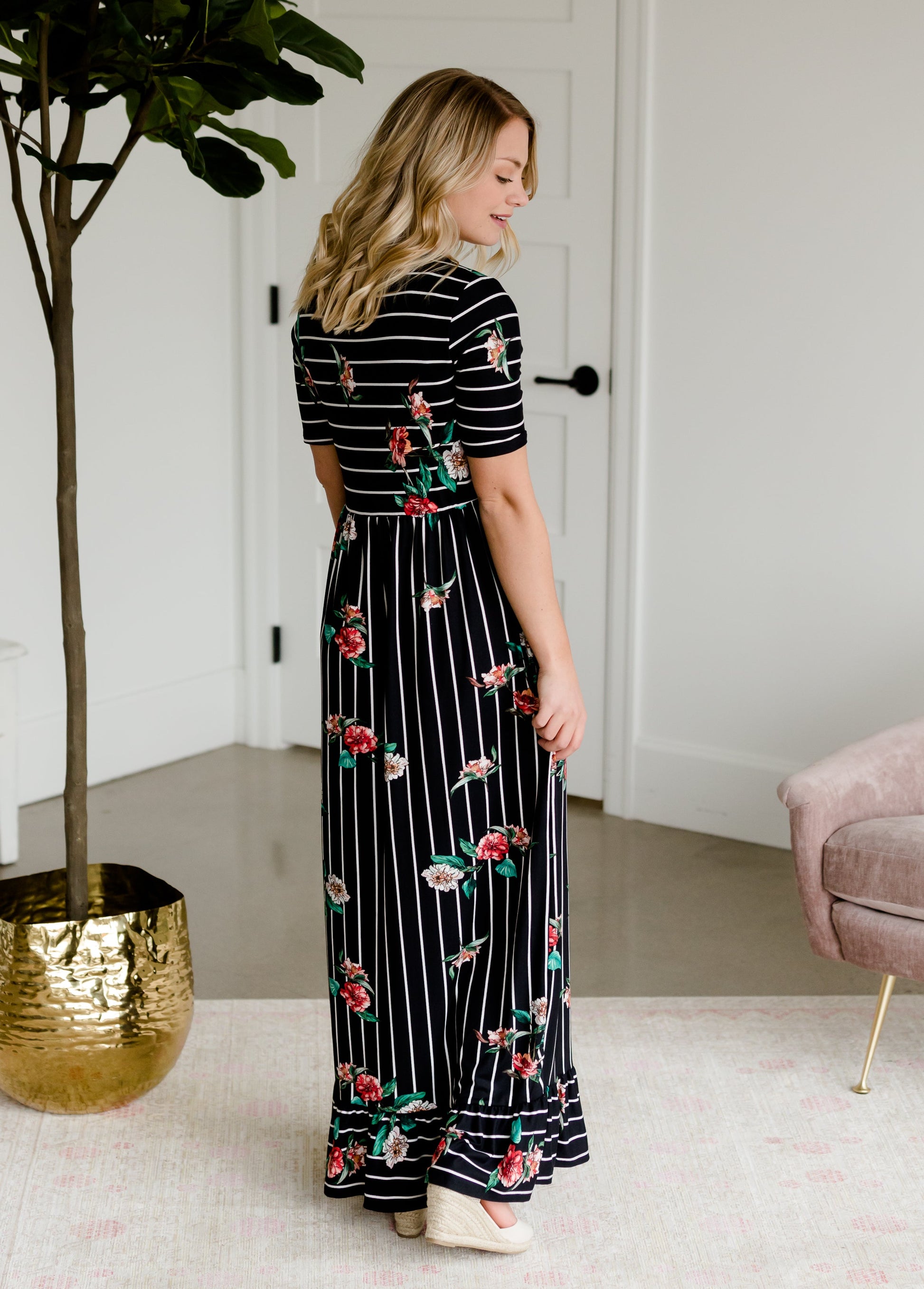 Betsy Striped Floral Maxi Dress - FINAL SALE Dresses
