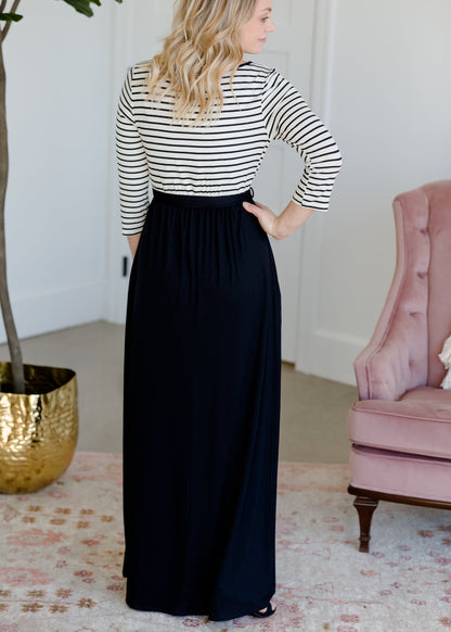 Black and White Lace Striped Maxi Dress - FINAL SALE Dresses