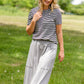 Black and White Mixed Striped Tee Shirt - FINAL SALE Tops