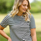 Black and White Mixed Striped Tee Shirt - FINAL SALE Tops