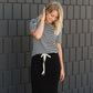 Black and White Mixed Striped Tee Shirt - FINAL SALE Tops