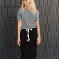 Black and White Mixed Striped Tee Shirt - FINAL SALE Tops