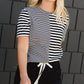 Black and White Mixed Striped Tee Shirt - FINAL SALE Tops