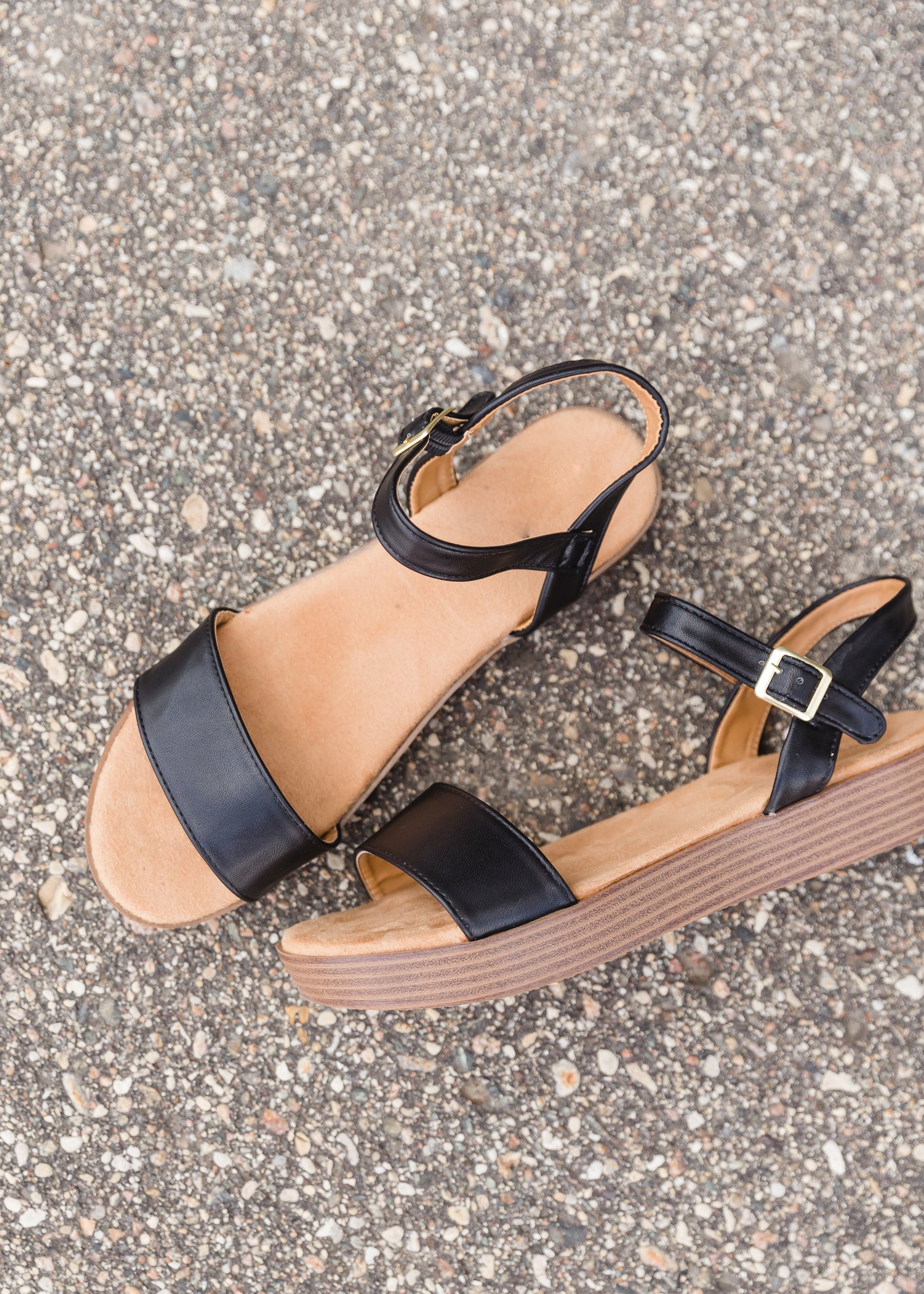 Black Ankle Strap Wedge - FINAL SALE Shoes