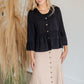 Black Button-Down Tiered Ruffle Hem Top Tops Hayden