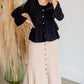 Black Button-Down Tiered Ruffle Hem Top Tops Hayden