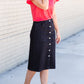 Black Button Front Utility Midi Skirt - FINAL SALE Skirts