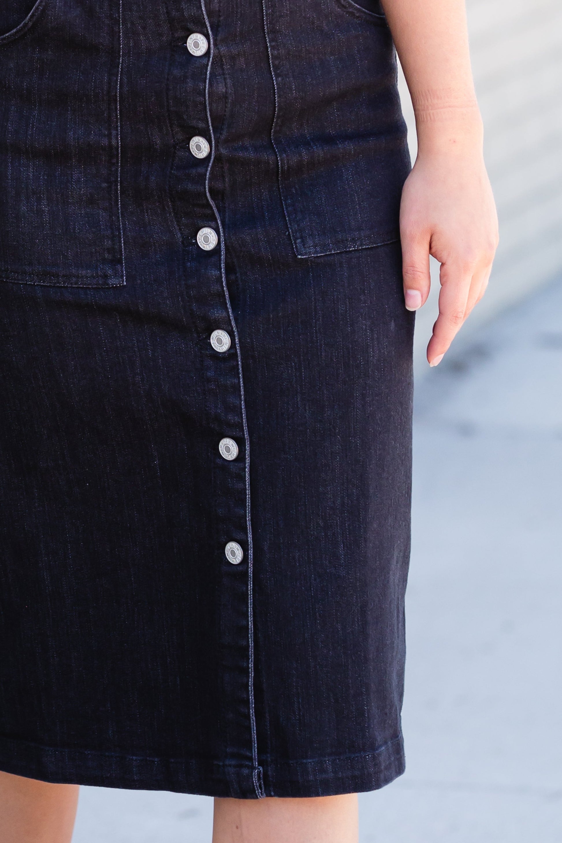 Black Button Front Utility Midi Skirt - FINAL SALE Skirts