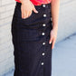 Black Button Front Utility Midi Skirt - FINAL SALE Skirts