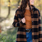 Black + Camel Plaid Pocket Button Front Shacket Tops Thread & Supply