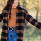 Black + Camel Plaid Pocket Button Front Shacket Tops Thread & Supply