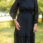 Black Chiffon Ruffle Midi Dress Dresses Grade & Gather