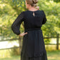 Black Chiffon Ruffle Midi Dress Dresses Grade & Gather